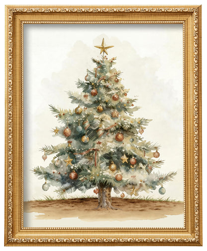 ECGER Christmas Decorations Vintage Wall Art - PineTree Retro Print Winter Decor, Holiday Forest Art Pictures Decoration for Home, Living Room, Office