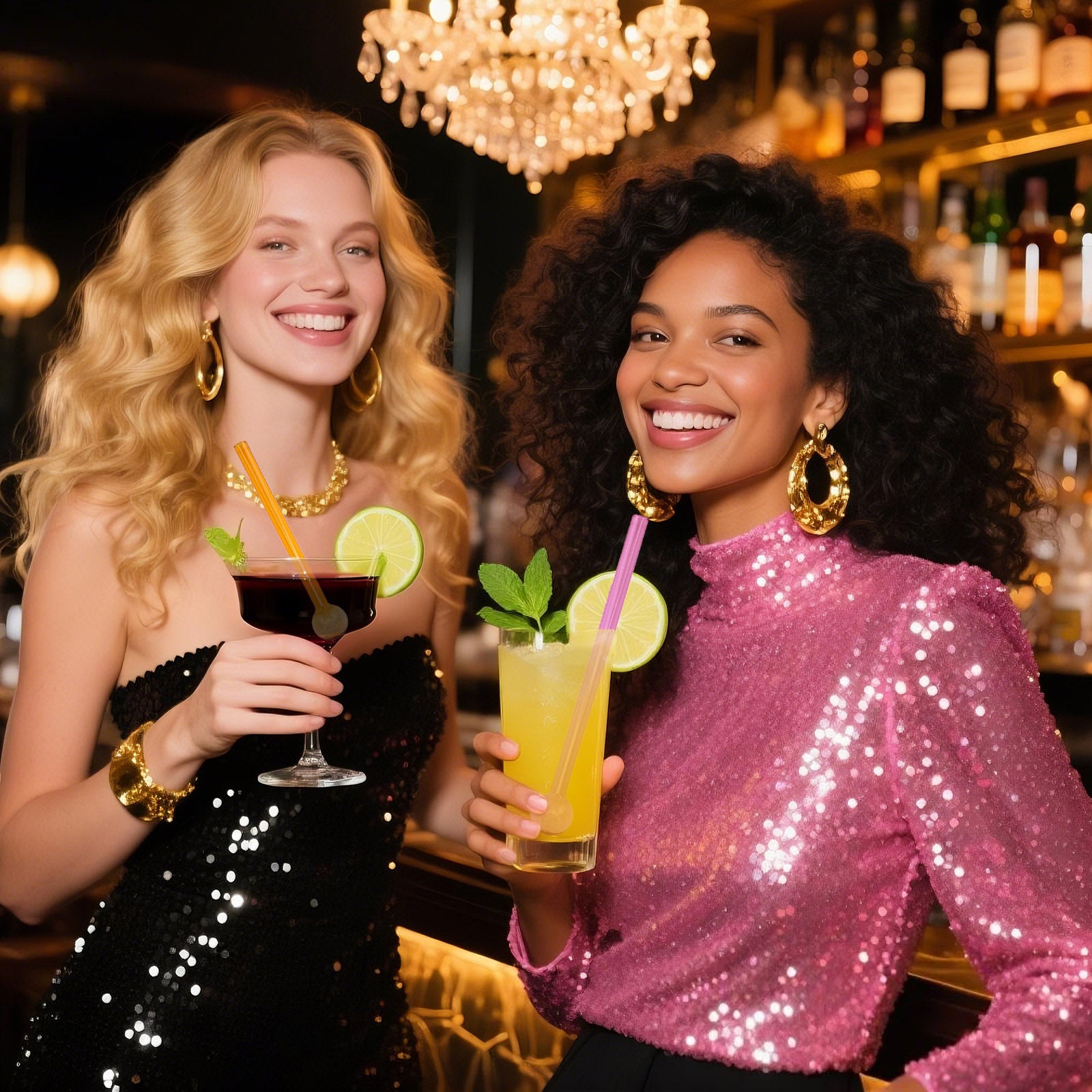 ECGER Glass Straws Reusable Shatter Resistant - Bar Drinking Swizzle Straws with Cleaning Brush, Perfect for Cocktail, Smoothies, Coffee, Juice (8 PCS)