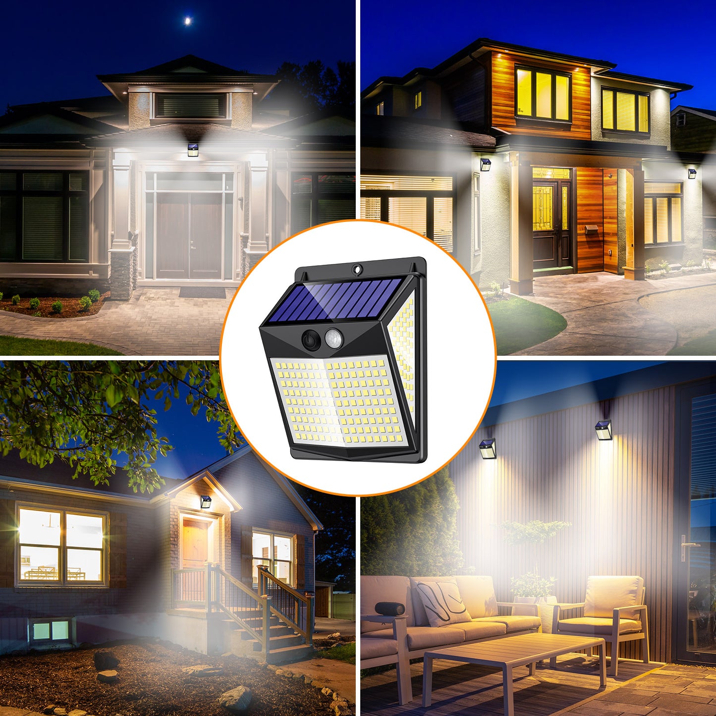 Solar Lights Outdoor Motion Sensor - Solar Motion Detector Lamps for Outside, 238 LED with 300° Angle Illumination and 3 Lighting Modes, IP65 Waterproof Solar-Powered for Garden, Patio, Yard