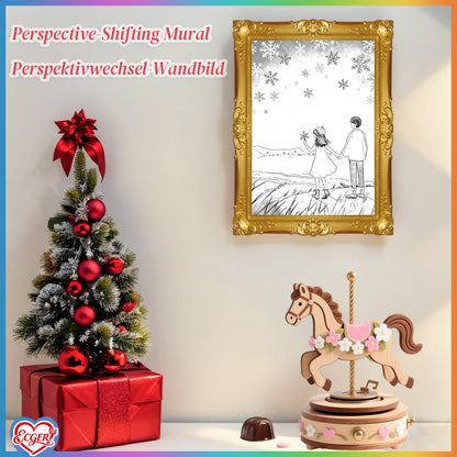 ECGER Valentine 's Day Decor Wall Art - 3D Changing Pictures, Our Love from Winter's Quiet to Spring's Renewal, Valentine Decorations for Home Party