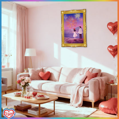 ECGER Valentine 's Day Decor Wall Art - 3D Changing Pictures, Our Love from Winter's Quiet to Spring's Renewal, Valentine Decorations for Home Party