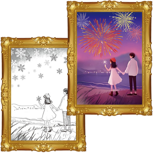 ECGER Valentine 's Day Decor Wall Art - 3D Changing Pictures, Our Love from Winter's Quiet to Spring's Renewal, Valentine Decorations for Home Party