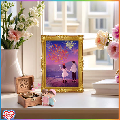 ECGER Valentine 's Day Decor Wall Art - 3D Changing Pictures, Our Love from Winter's Quiet to Spring's Renewal, Valentine Decorations for Home Party