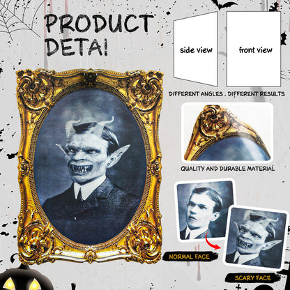 ECGER Halloween Decorations Indoor, Haunted Scary Decor - 3D Changing Face Pictures, Vintage Moving Wall Portraits Frame, For Horror Spooky Party Mansion Castle House Home Decoration