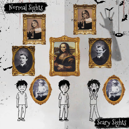 ECGER Halloween Decorations Indoor, Haunted Scary Decor - 3D Changing Face Pictures, Vintage Moving Wall Portraits Frame, For Horror Spooky Party Mansion Castle House Home Decoration