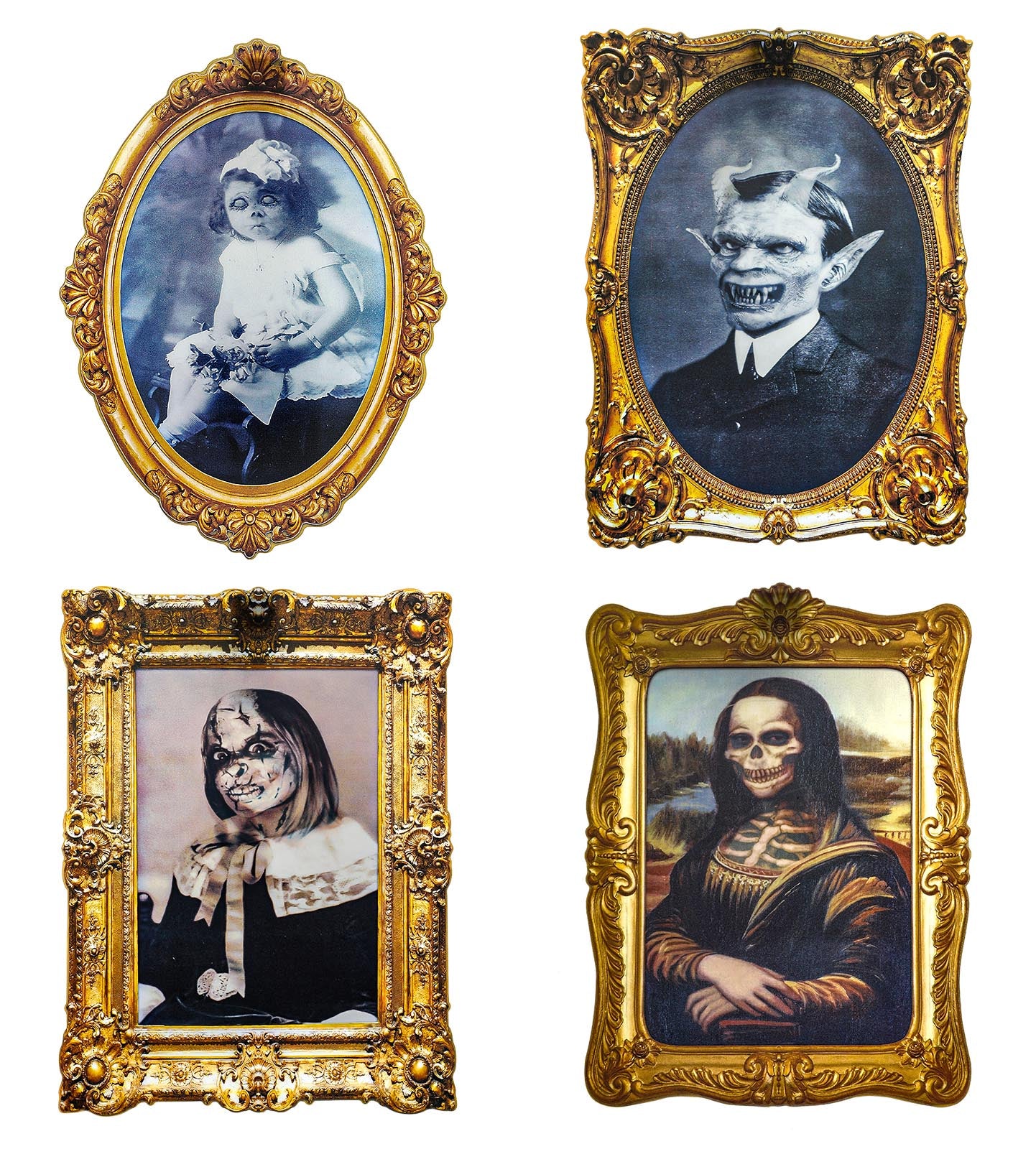 ECGER Halloween Decorations Indoor, Haunted Scary Decor - 3D Changing Face Pictures, Vintage Moving Wall Portraits Frame, For Horror Spooky Party Mansion Castle House Home Decoration