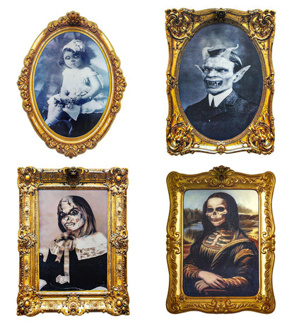 ECGER Halloween Decorations Indoor, Haunted Scary Decor - 3D Changing Face Pictures, Vintage Moving Wall Portraits Frame, For Horror Spooky Party Mansion Castle House Home Decoration