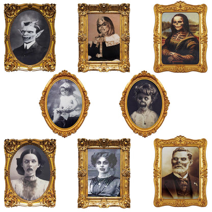 ECGER Halloween Decorations Indoor, Haunted Scary Decor - 3D Changing Face Pictures, Vintage Moving Wall Portraits Frame, For Horror Spooky Party Mansion Castle House Home Decoration